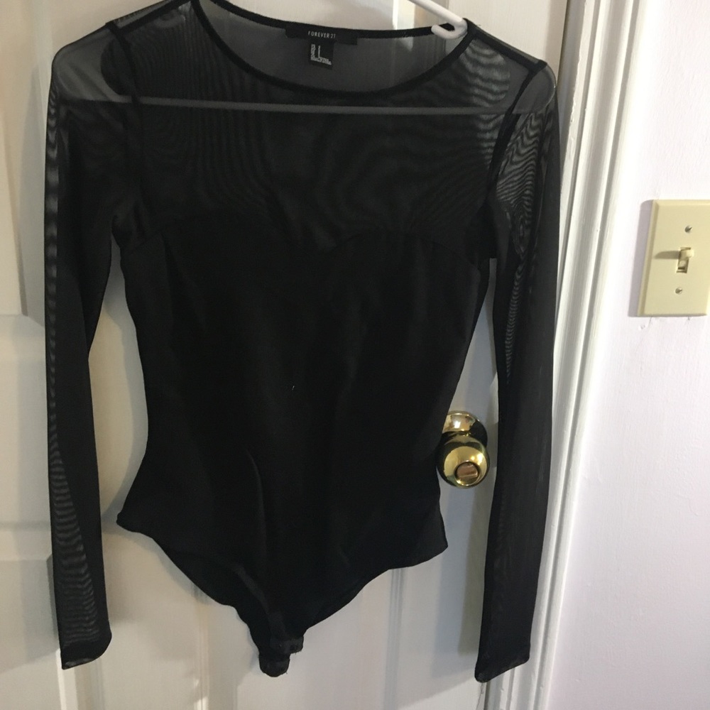 Heart line forever 21 mesh top bodysuit